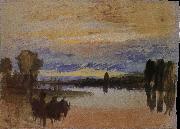 Joseph Mallord William Turner Sunset near the lake painting